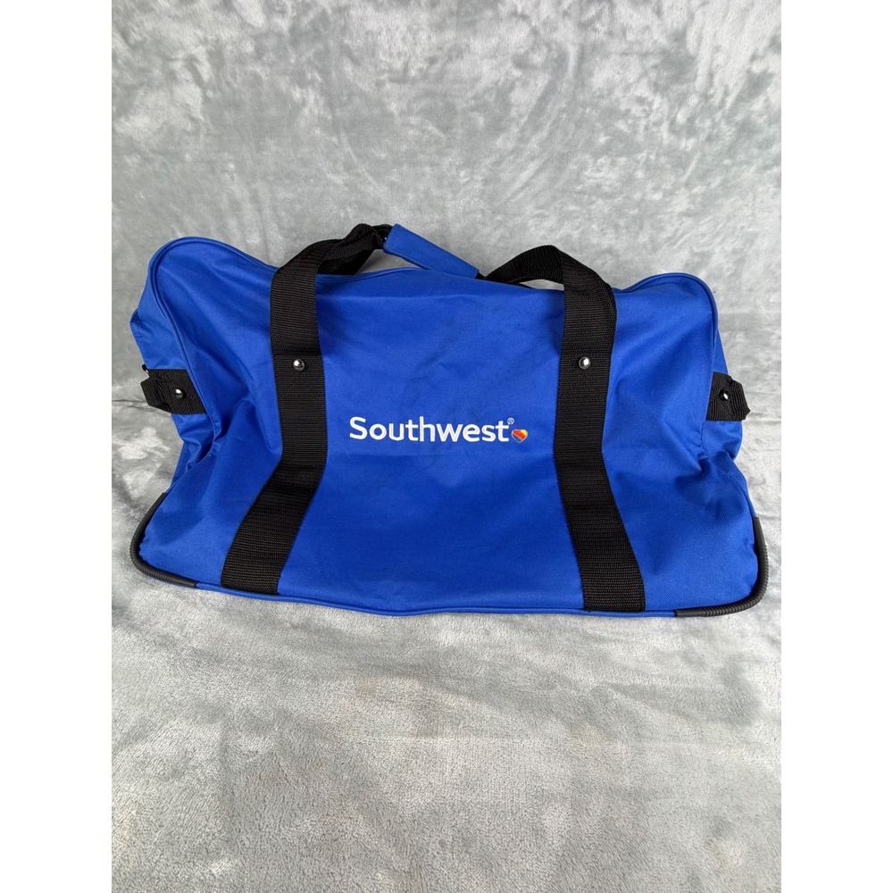 Southwest Airlines Duffel Bag Tote Travel Blue Canvas Bag Large 24'x15"x8"